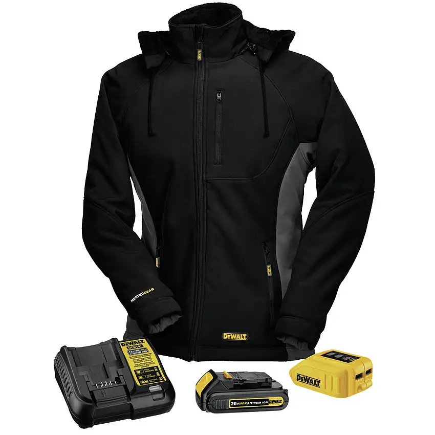 Dewalt 20V MAX Lithium-Ion Soft Shell Woman's Heated Jacket Kit - Large, Black/Gray (1.5 Ah) - DCHJ066C1-L