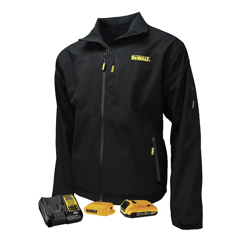 Dewalt 20V MAX Lithium-Ion Structured Soft Shell Heated Jacket Kit - Large, Black - DCHJ090BD1-L