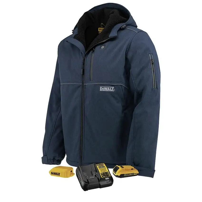 Dewalt 20V MAX Lithium-Ion Men's Standard Reflective Soft Shell Heated Jacket Kit - Extra Large, Navy - DCHJ101D1-XL