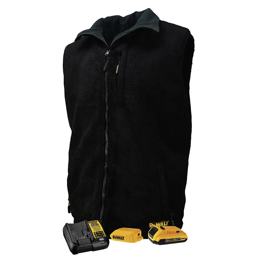 Dewalt 20V MAX Lithium-Ion Reversible Heated Fleece Vest Kit - Large, Black - DCHV086BD1-L