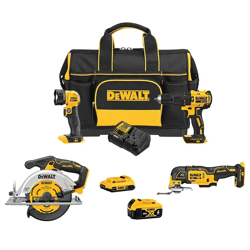 Dewalt 20V MAX Brushless Lithium-Ion 4-Tool Combo Kit (2 Ah/4 Ah) - DCKSS400D1M1