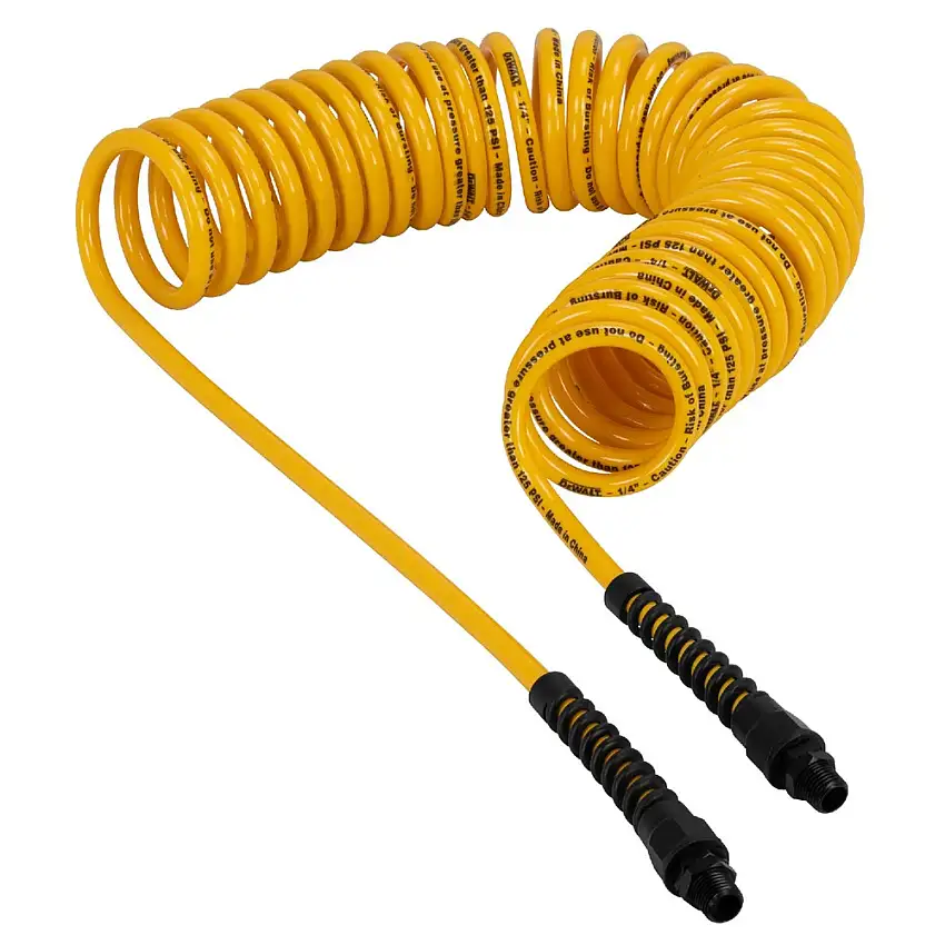 Dewalt 1/4 in. MNPT 25 ft. Polyurethane Recoil Hose With Bend Restrictors - DXCM012-0242