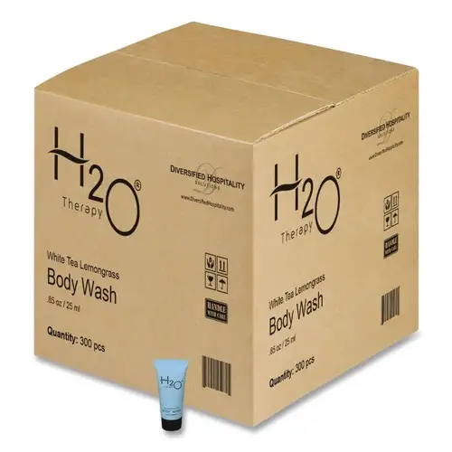 Diversified Hospitality Solutions H2O Therapy 0.85 oz Single-Use Body Wash - White Tea and Lemongrass (300/Carton)