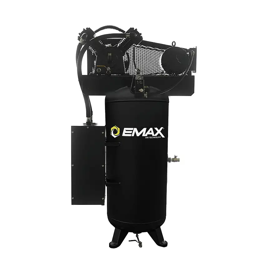 EMAX 5 HP 60 Gallon Single Stage Single Phase 19 CFM Industrial 2-Cylinder Splash Lubricated Pump Electric SILENT Air Compressor - ESS05V060V1