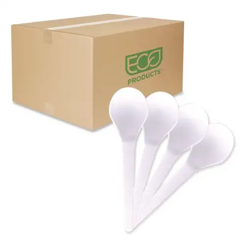 Eco-Products Plantware Compostable Heavyweight Plastic Soup Spoon - White (1000/Carton)