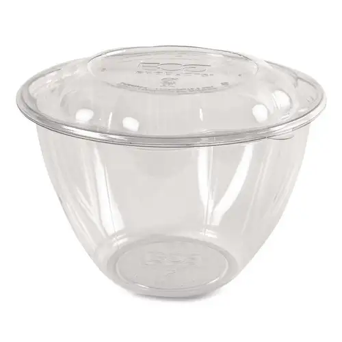 Eco-Products 48 oz. Renewable and Compostable Plastic Salad Bowls with Lids - Clear (150/Carton)