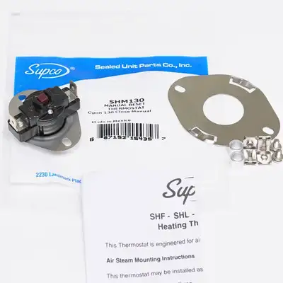 Supco SHM130 Heating Limit Thermostat Thermodisc Open at 130 Manual Close Reset