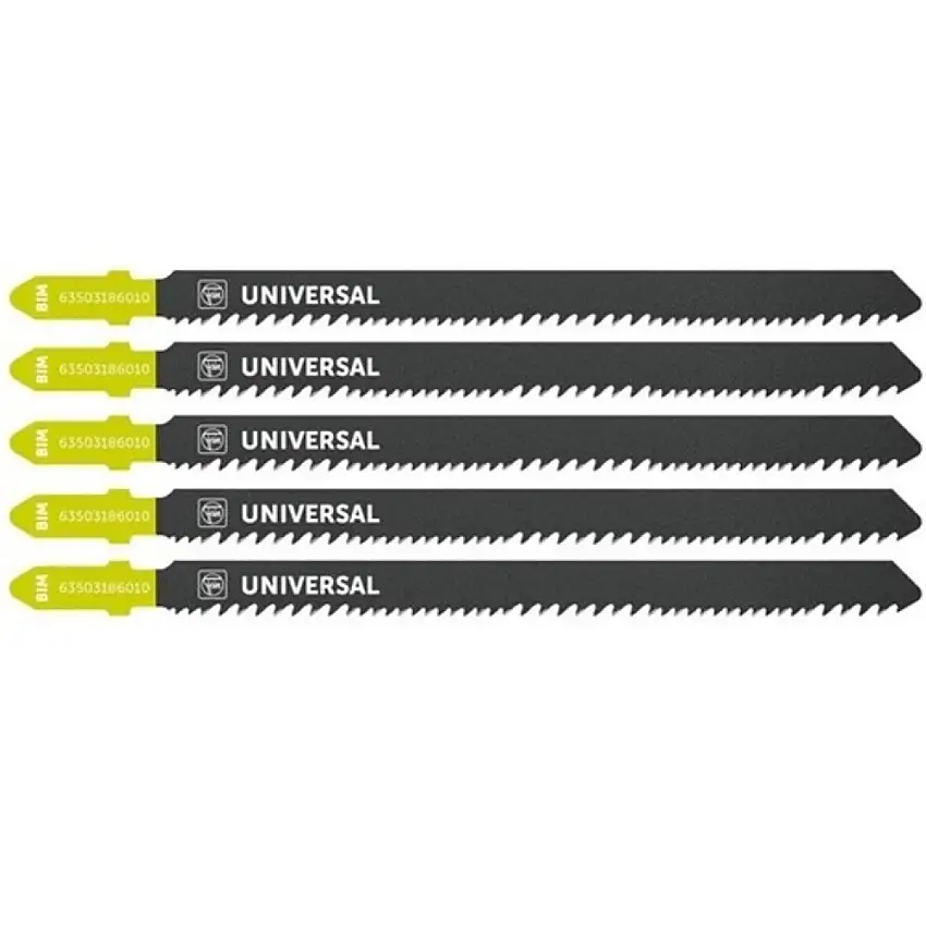Fein (5/Pack) 4-3/8 in. 10-14 TPI Chrome-Vanadium T-Shank Jigsaw Blade - 63503186010