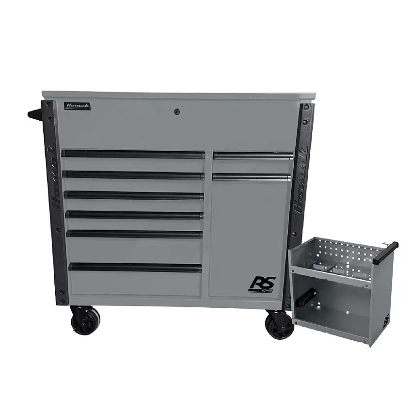 Homak RSPRO 44 in. 8-Drawer Power Service Cart - Grey - GR06044080