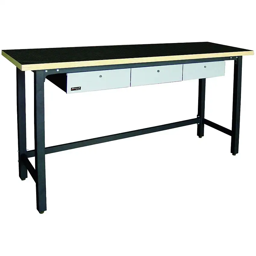 Homak 79 in. Steel Workbench with 3 Drawers and Wood Top - GS00579030