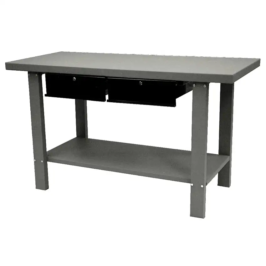 Homak 59 in. Industrial Steel Workbench with 2 Drawers - Gray - GW00550170