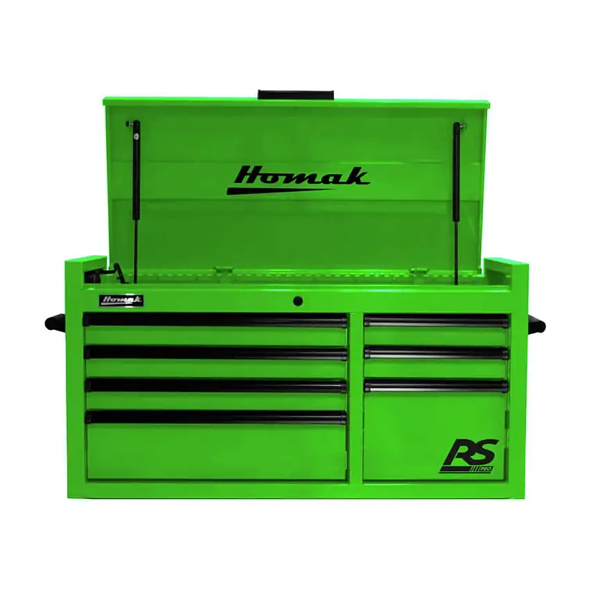 Homak RS Pro 41 in. 7-Drawer Top Chest with Outlet - Lime Green - LG02004173