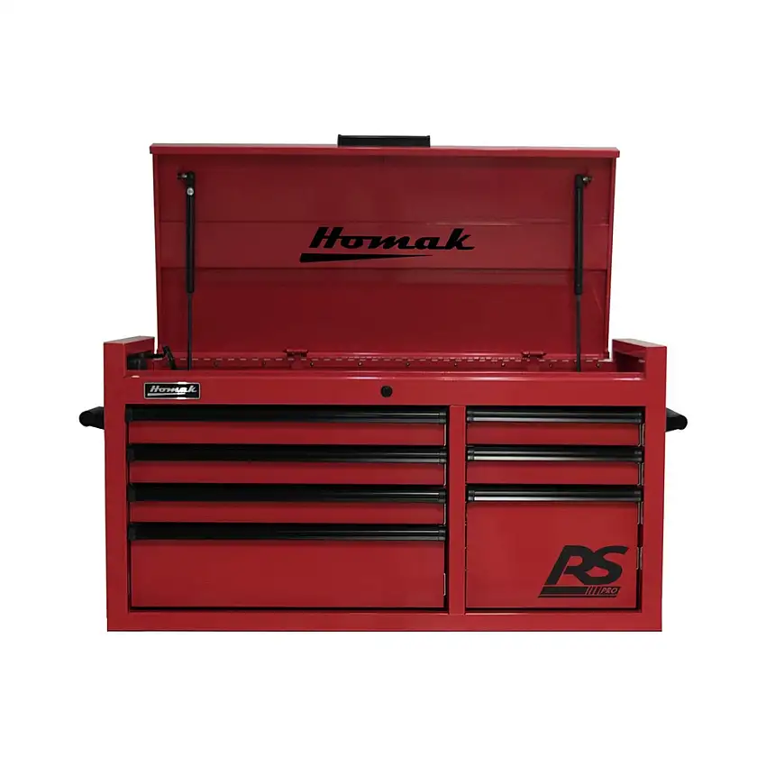 Homak RS PRO 41 in. 7 Drawer Top Chest With Outlet - Red - RD02004173