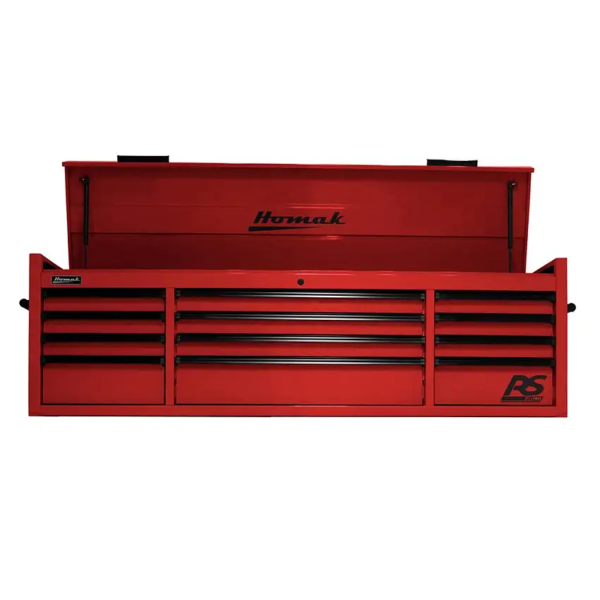Homak RS PRO 72 in. 12 Drawer Top Chest With Outlet - Red - RD02072120