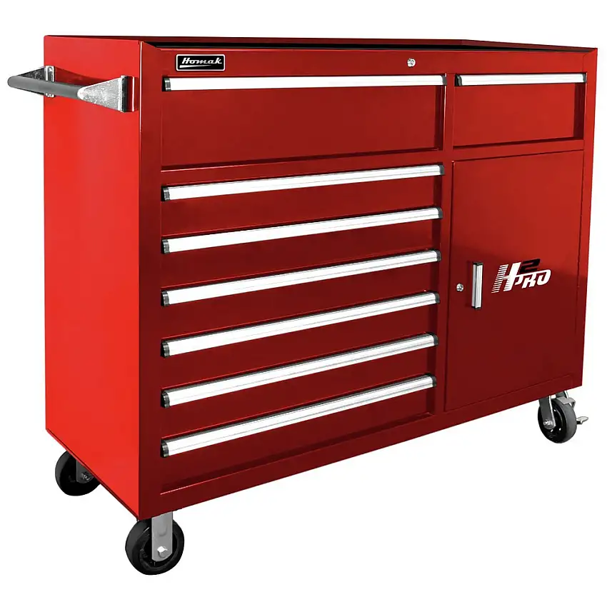 Homak 56 in. H2Pro Series 8-Drawer Roller Cabinet - Red - RD04056082