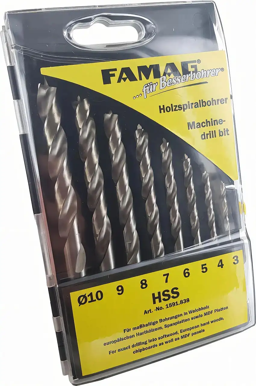 Classic wood twist drill HSS 8 pieces