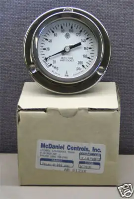 K2KP-GF - 2.5 in. Stainless Steel Glycerin Filled Pressure Gauge -30-200 Psig