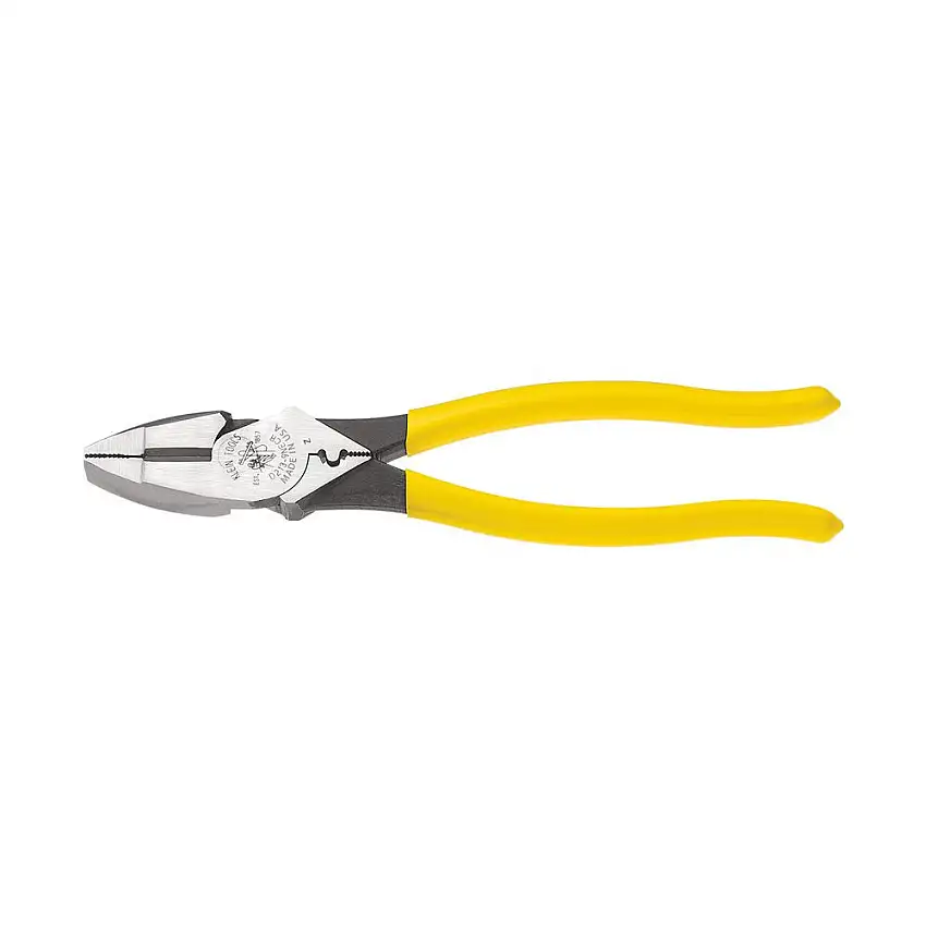 Klein Tools 9 in. Lineman's Crimping Pliers with Streamlined High-Leverage Design - D213-9NE-CR