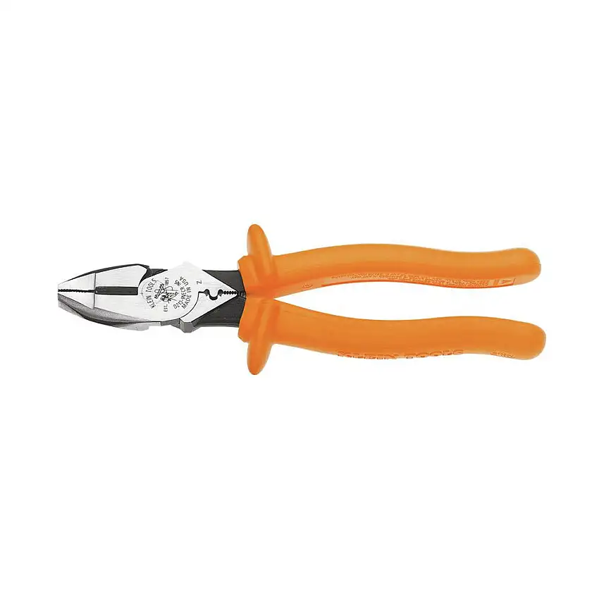Klein Tools D213-9NE-CR-INS 9 in. Insulated Cutting and Crimping Pliers with New England Nose