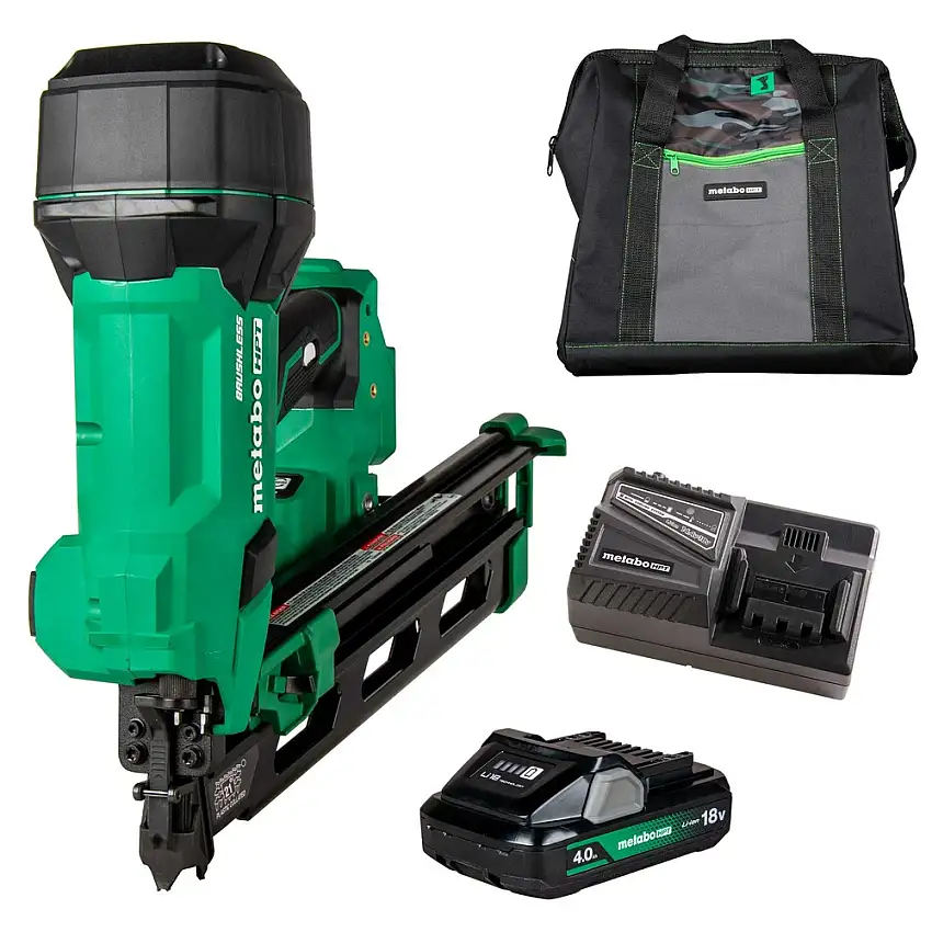 Metabo HPT 18V MultiVolt Lithium-Ion 21 Degree 3-1/2 in. Cordless Plastic Strip Framing Nailer Kit (4 Ah) - NR1890DRAM