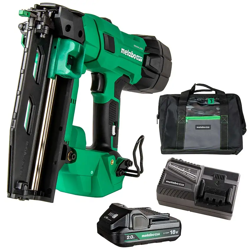 Metabo HPT 18V MultiVolt Brushless Lithium-Ion 16-Gauge Cordless Straight Finish Nailer Kit (2 Ah) - NT1865DSAM