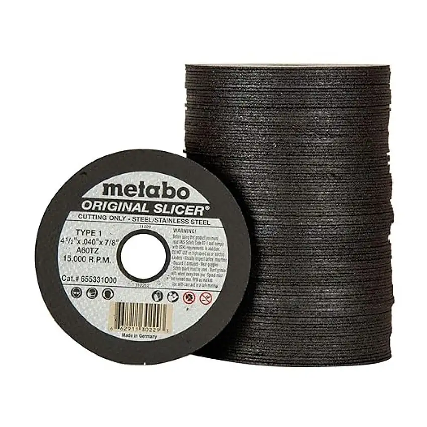 Metabo (100/Carton) A60TZ Original Slicer T1 4.5 in. x 0.40 in. x 7/8 in. Cutting Wheel Pack - US655331100