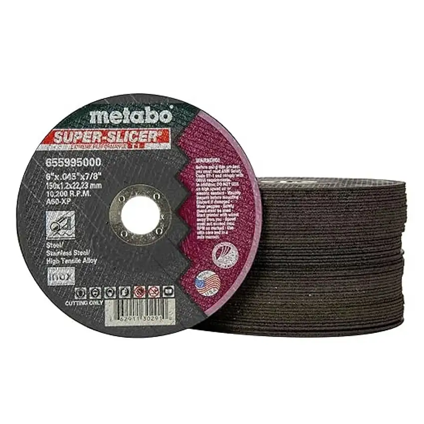 Metabo (50/Carton) A60XP Super Slicer T1 6 in. x 0.45 in. x 7/8 in. Cutting Wheel Pack - US655995050