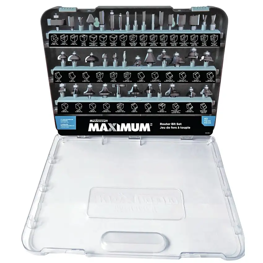 Maximum (40-Piece) 1/2 and 1/4 in. Shanks Assorted Carbide-Tipped Router Bit Set with Storage Case - CTI0546818