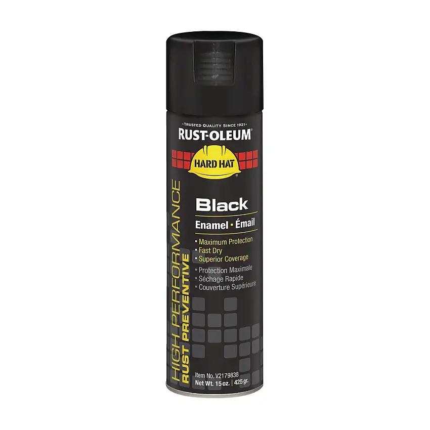 Rust-Oleum 15 oz Hard Hat High Performance V2100 System Rust Preventive Enamel Spray Paint - Gloss Black (6/Carton) - RSTV2179838CT