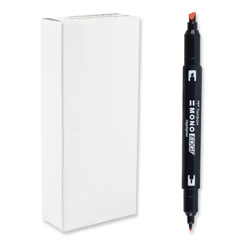 Tombow Mono Chisel/Bullet Tip Edge Highlighters - Red Barrel/Red Ink (10/Box)