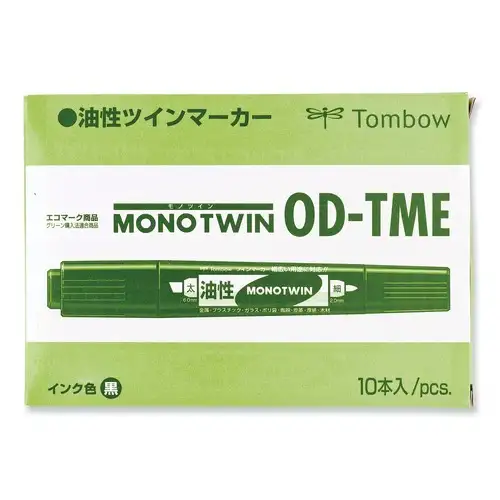 Tombow Mono Twin Fine/Broad Tips Bold Permanent Marker - Black (10/Box)