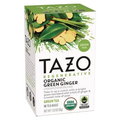 Tazo 1.23 oz. Tea Bags - Organic Green Ginger (96/Carton)