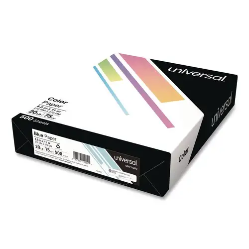 Universal 8.5 in. x 11 in. 20-lb. Deluxe Colored Paper - Blue (500/Ream)