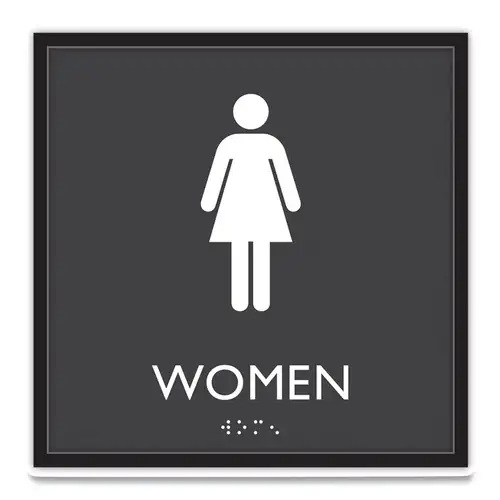 Headline Sign 8 in. x 8 in. Women Plastic ADA Sign - Clear/White