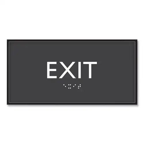 Headline Sign 4 in. x 8 in. Exit Plastic ADA Sign - Clear/White