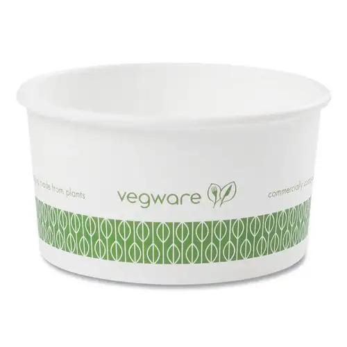 Vegware 3.5 in. x 1.7 in. 6 oz. Compostable Paper Soup Containers - Green/White (1000/Carton)