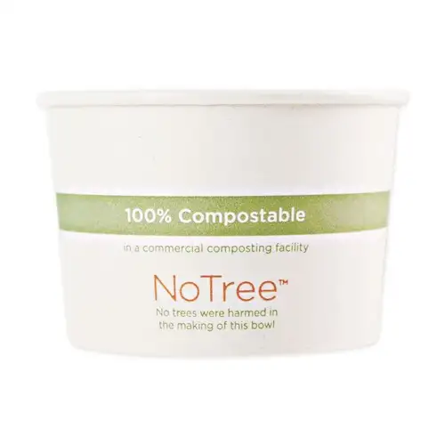 World Centric No Tree 3.4 in. Diameter x 2.3 in. h Sugarcane Paper Bowls - Natural (1,000/Carton)