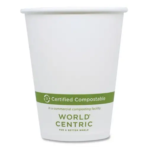 World Centric 8 oz. Paper Hot Cups - White (1000/Carton)