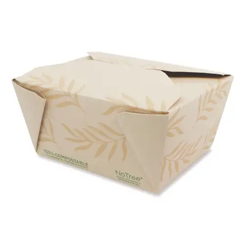 World Centric 4.2 in. x 5.2 in. x 2.5 in. 26 oz. Sugarcane No Tree Folded Takeout Containers - Natural (450/Carton)
