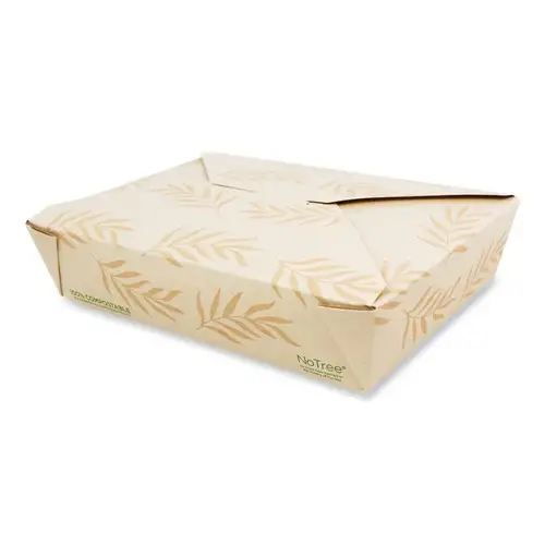 World Centric 6.2 in. x 8.5 in. x 1.85 in. 50 oz. Sugarcane No Tree Folded Takeout Containers - Natural (200/Carton)
