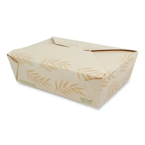World Centric 6.25 in. x 8.7 in. x 2.5 in. 65 oz. Sugarcane No Tree Folded Takeout Containers - Natural (200/Carton)