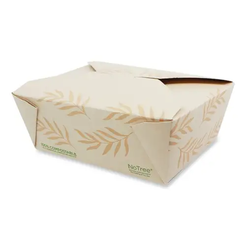 World Centric 5.5 in. x 6.9 in. x 2.5 in. 46 oz. Sugarcane No Tree Folded Takeout Containers - Natural (300/Carton)