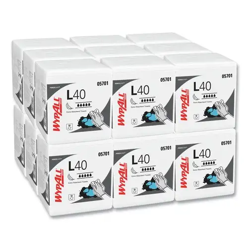 WypAll L40 1/4 Fold 12.5 in. x 12 in. Towels - White (56/Box, 18 Packs/Carton)