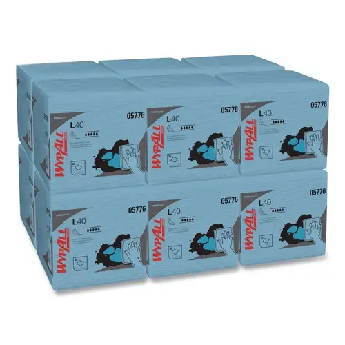 WypAll L40 1/4 Fold 12.5 in. x 12 in. Wiper - Blue (56/Box, 12 Boxes/Carton)