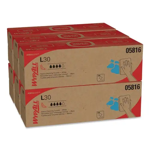 WypAll L30 POP-UP Box 9.8 in. x 16.4 in. Towels - White (120/Box, 6 Boxes/Carton)