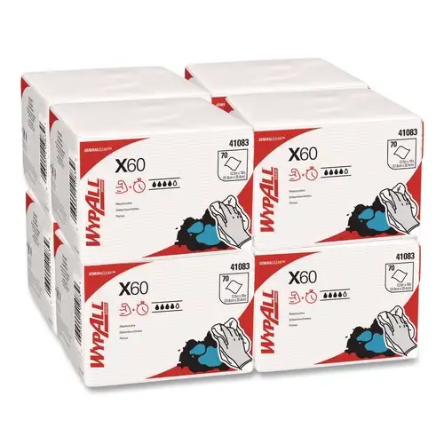 WypAll 12.5 in. x 10 in. 1/4 Fold X60 Cloths - White (70/Pack, 8 Packs/Carton)